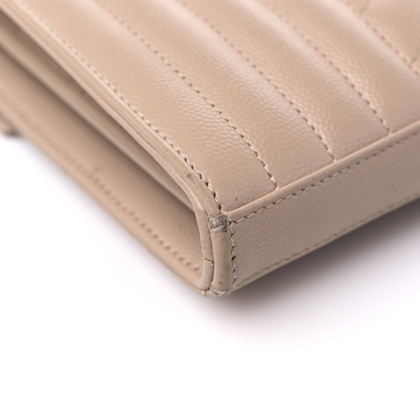 Grain De Poudre Mixed Matelasse Triquilt Monogram Chain Wallet Dark Beige