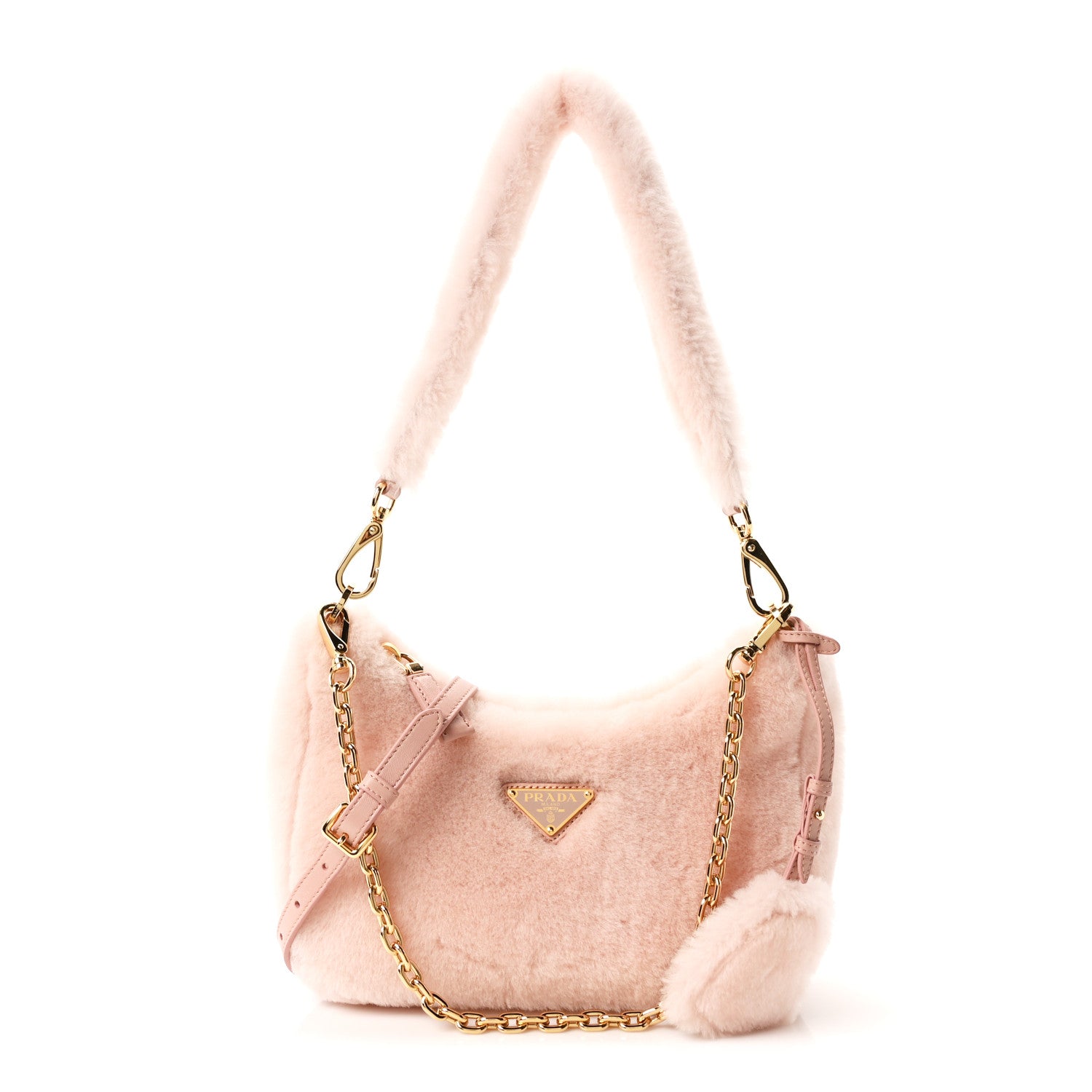Prada Shearling Nappa Mini Re-Edition Shoulder Bag Orchidea 1 of 10