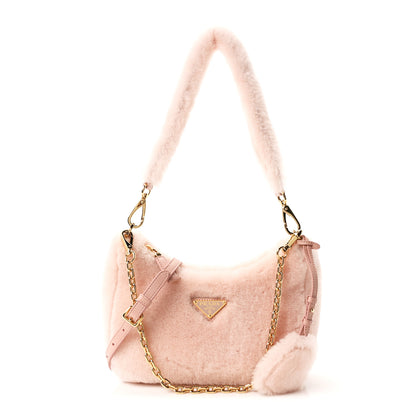Prada Shearling Nappa Mini Re-Edition Shoulder Bag Orchidea 1 of 10