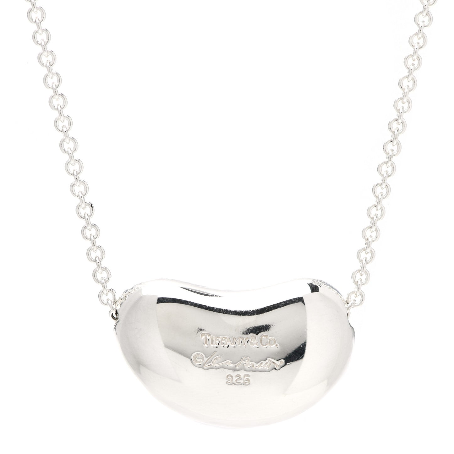 Sterling Silver 20mm Elsa Peretti Bean Pendant Necklace