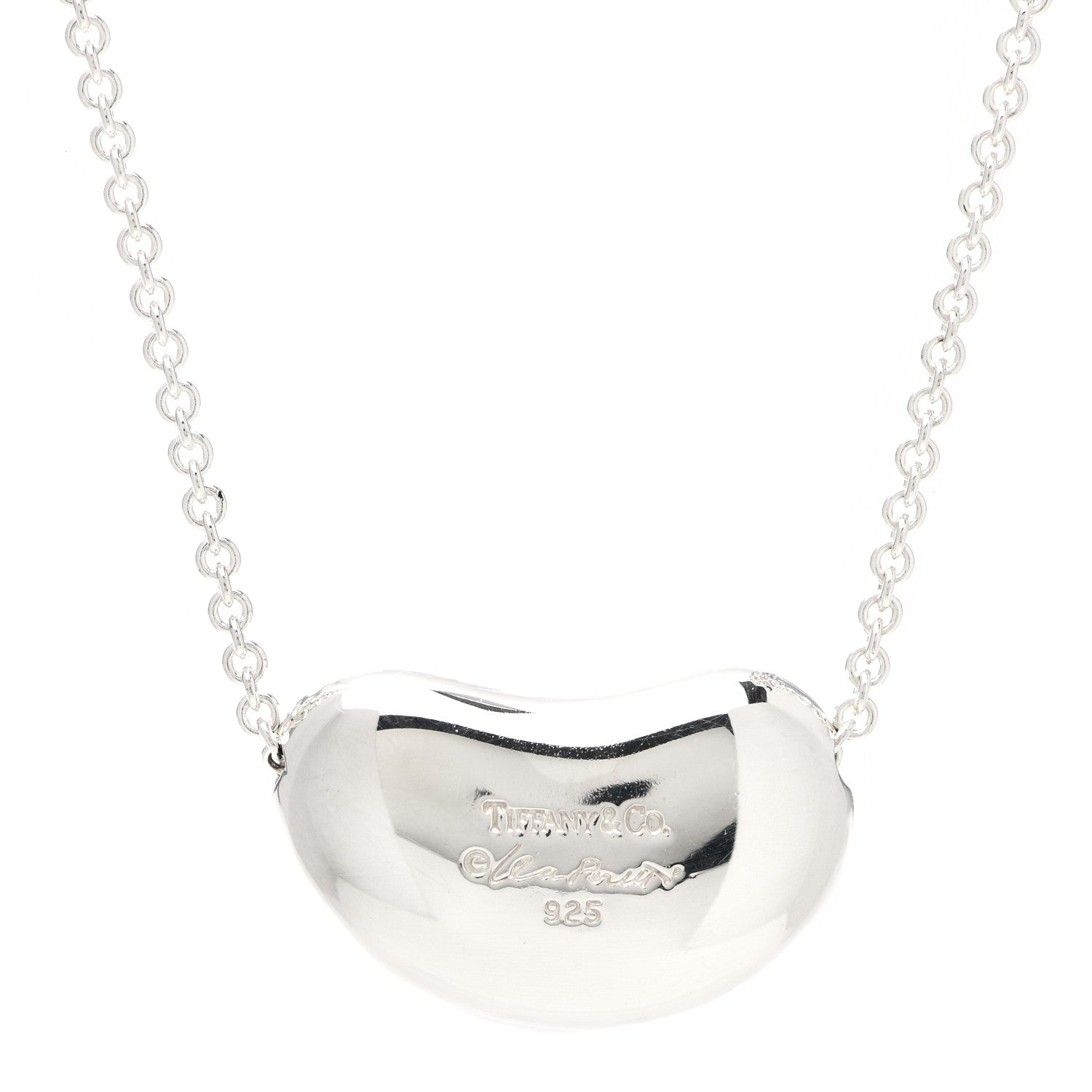 Tiffany Sterling Silver 20mm Elsa Peretti Bean Pendant Necklace 4 of 6