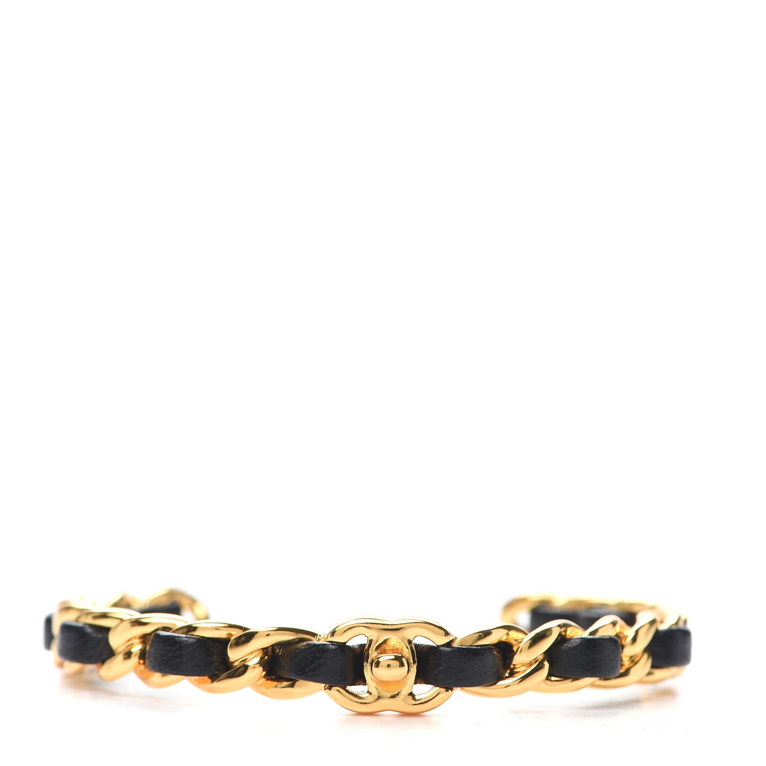 Chanel Lambskin More Is More Cuff Bracelet Black Gold 1 of 5