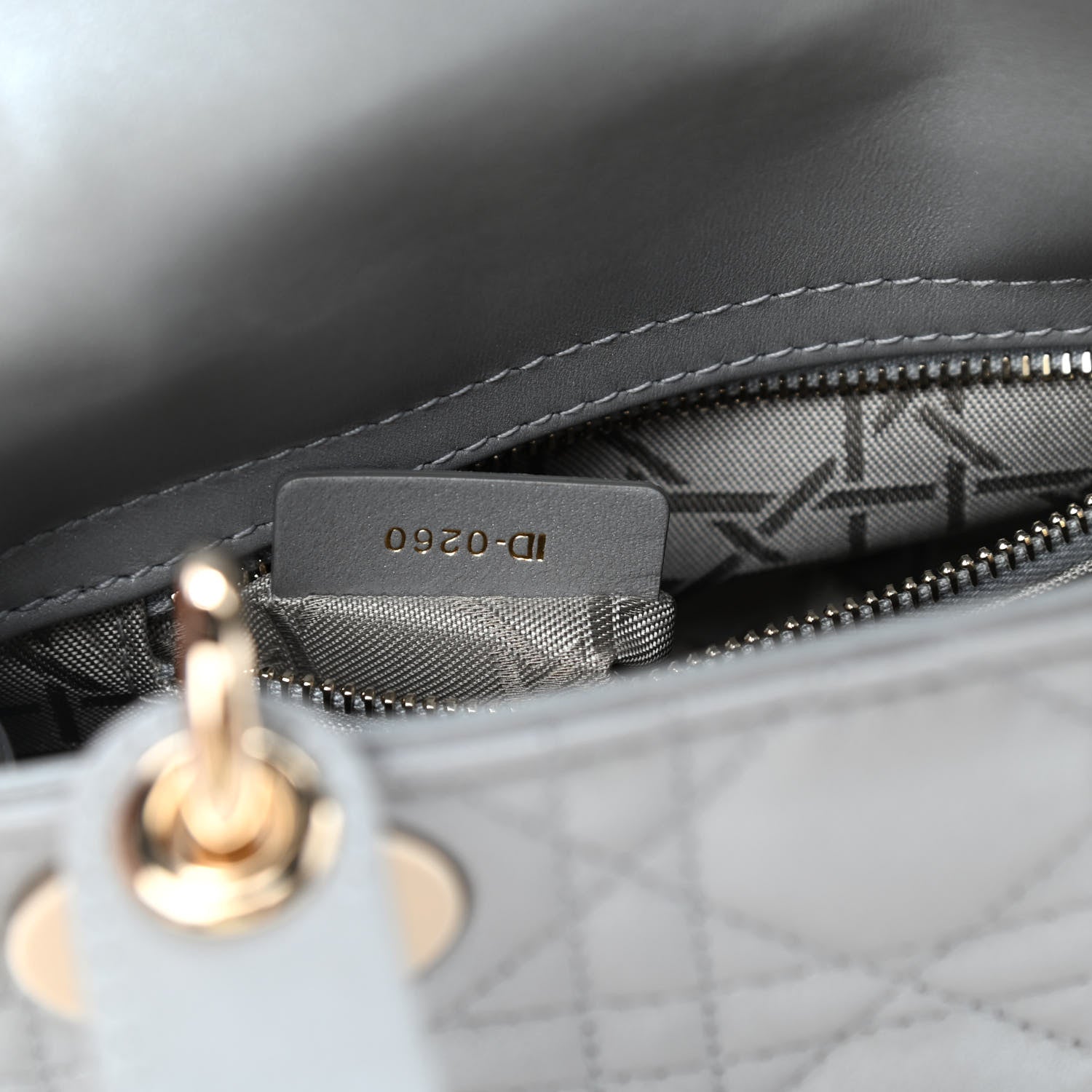 Christian Dior Lambskin Cannage Mini Lady Dior Gray Opaline 7 of 10