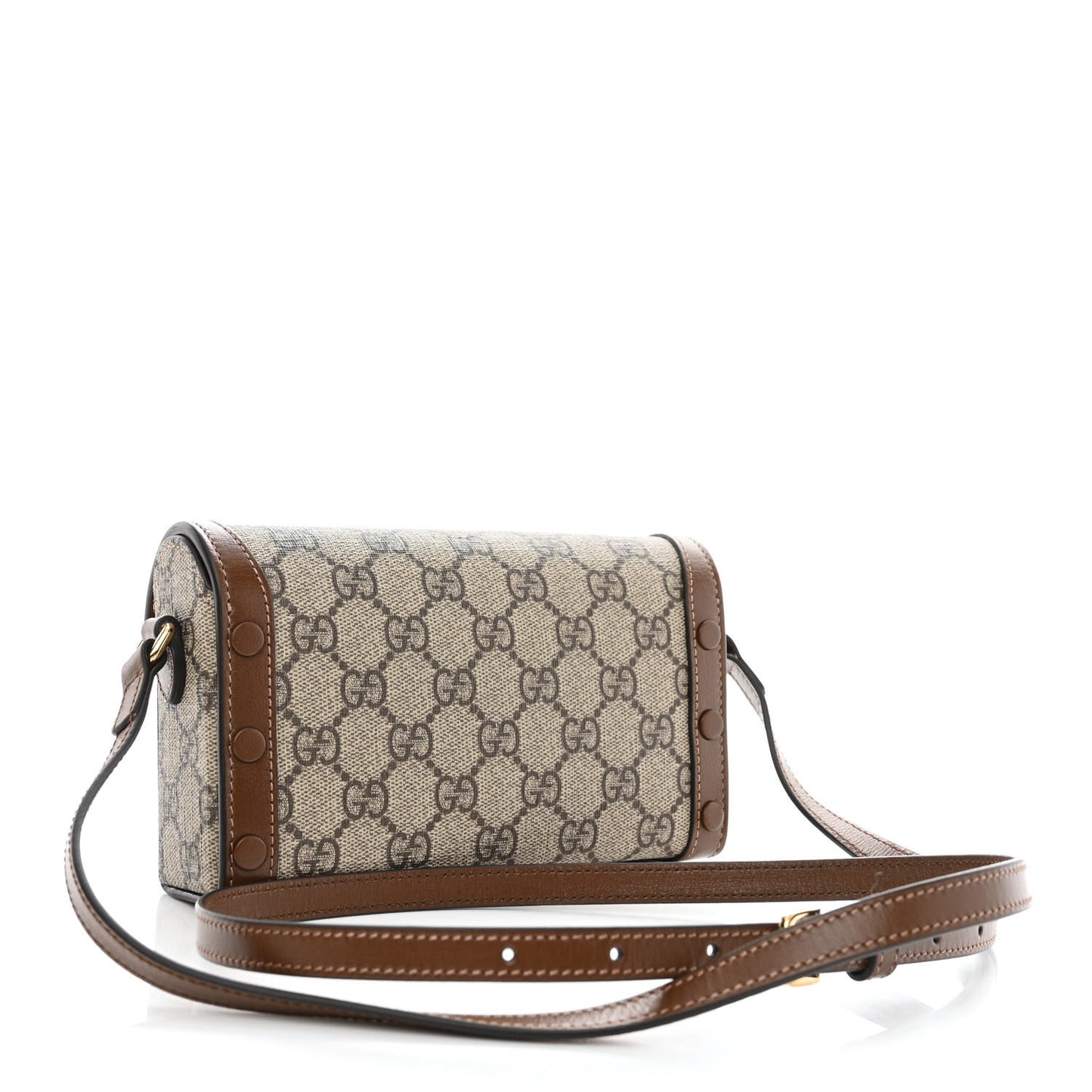 GG Supreme Monogram Mini Horsebit 1955 Shoulder Bag Beige Brown Sugar