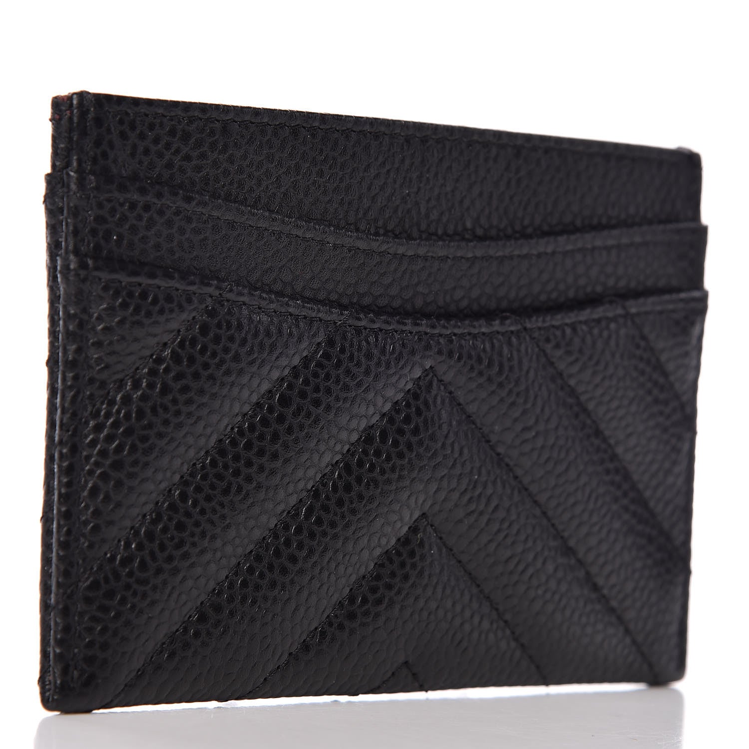 Chanel Caviar Chevron Quilted Card Holder Black 3 of 9