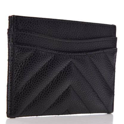 Chanel Caviar Chevron Quilted Card Holder Black 3 of 9