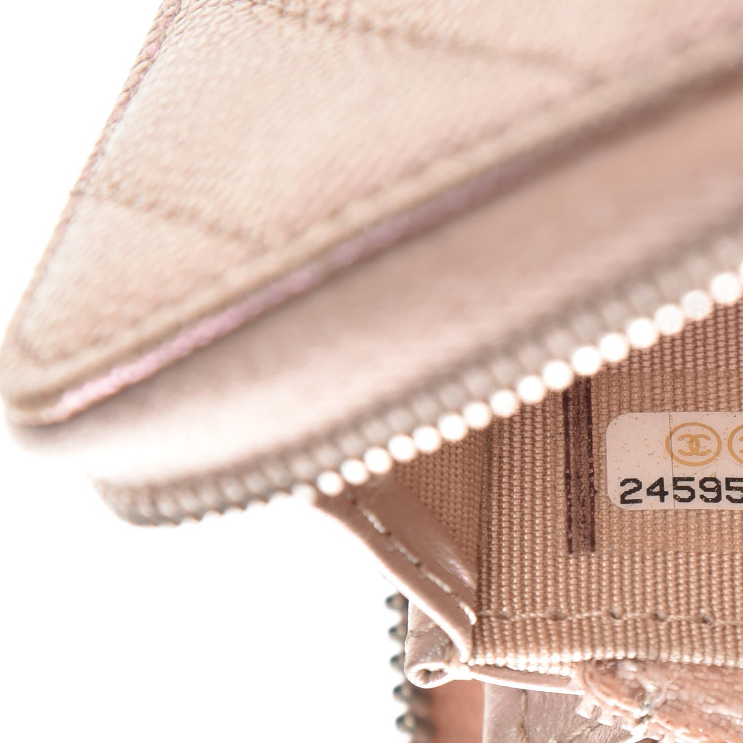 Chanel Metallic Caviar Chevron Quilted Small Zip Around Wallet Light Gold 7 of 8