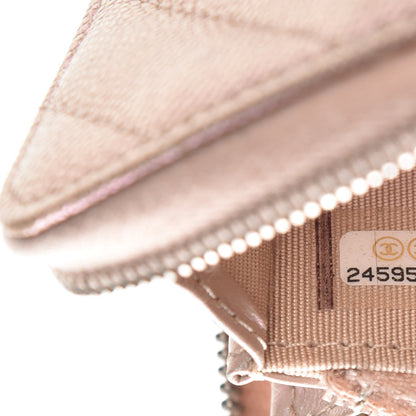 Chanel Metallic Caviar Chevron Quilted Small Zip Around Wallet Light Gold 7 of 8