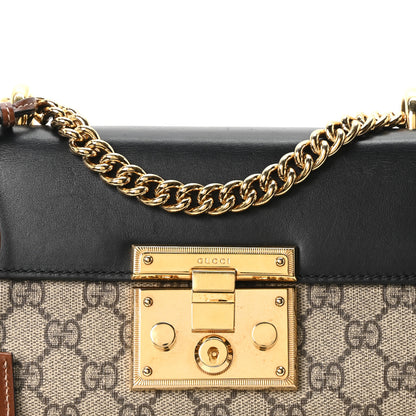 Gucci GG Supreme Monogram Calfskin Small Padlock Shoulder Bag Beige Black Cuir 8 of 10