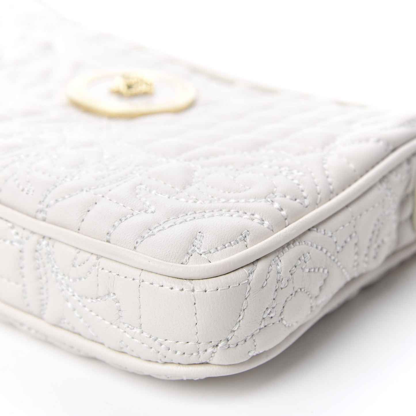Nappa Barocco Quilted Vanitas Chain Crossbody Bag White
