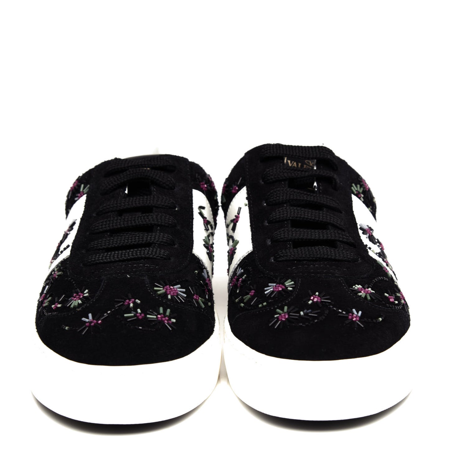 Suede Floral Beaded Flycrew Sneakers 35 Black