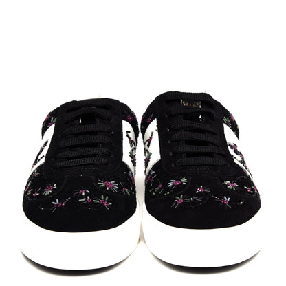 Valentino Garavani Suede Floral Beaded Flycrew Sneakers 35 Black 5 of 10