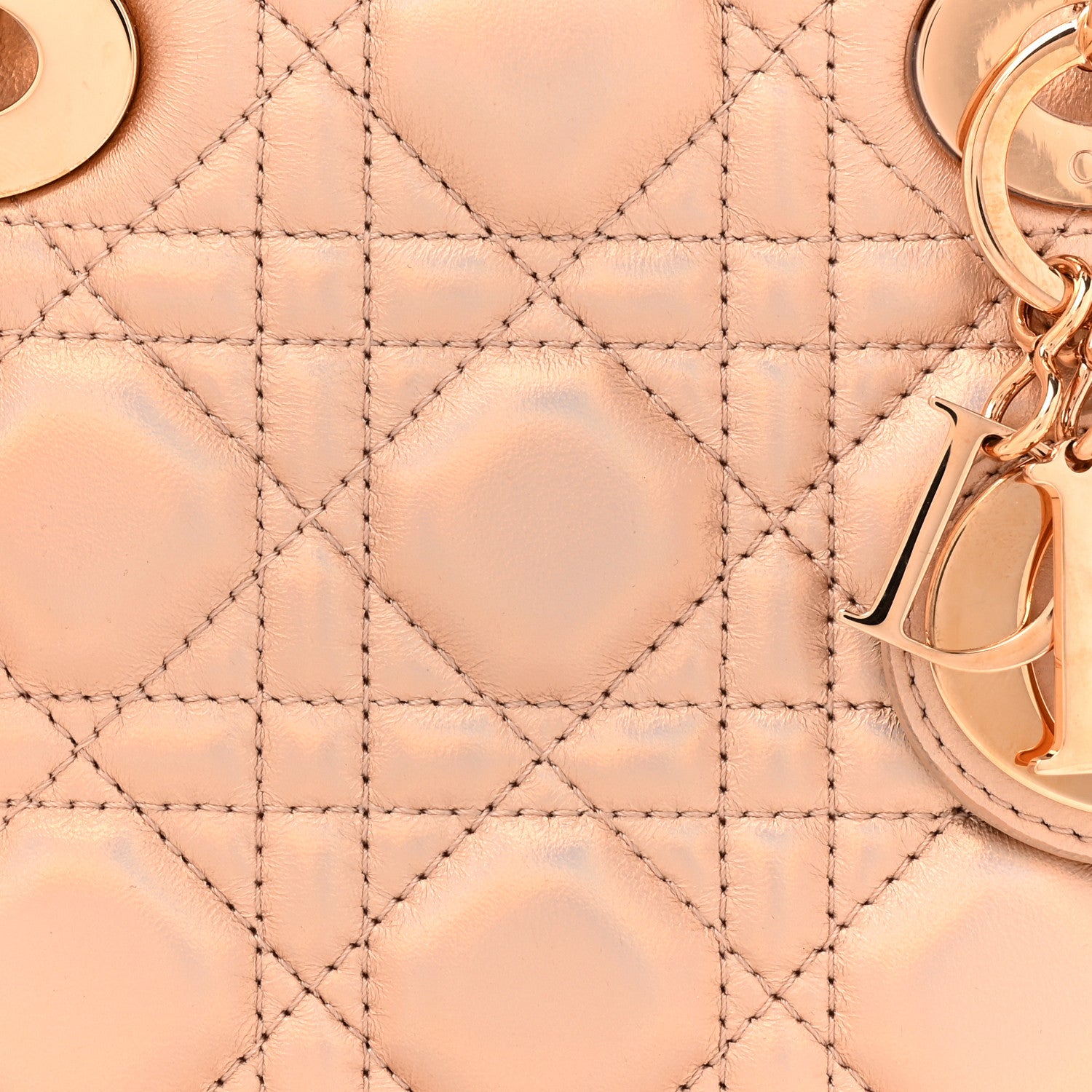 Christian Dior Iridescent Metallic Lambskin Cannage Mini Lady Dior Pink 8 of 12