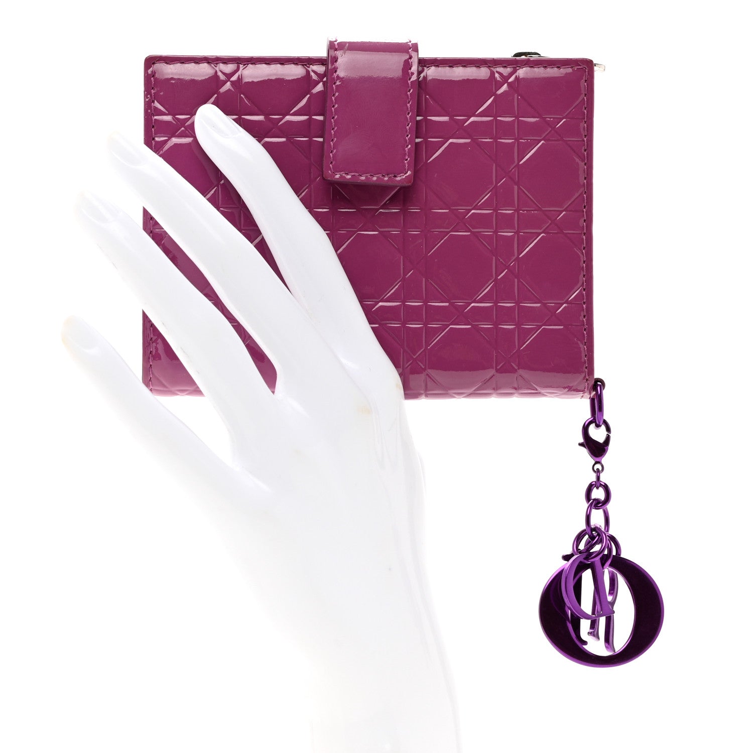 Christian Dior Patent Cannage Lady Dior Eden Wallet Purple 2 of 6