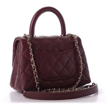 Chanel Caviar Quilted Extra Mini Coco Handle Flap Burgundy 3 of 9