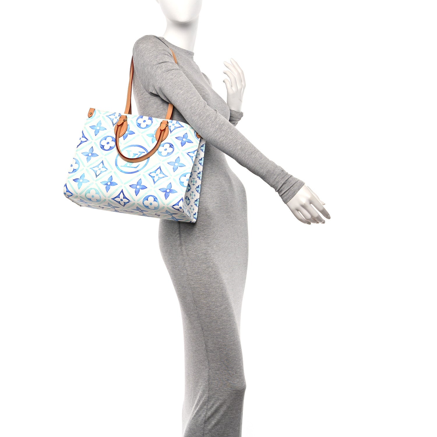 Louis Vuitton Monogram Tiles By The Pool Onthego MM Lagoon Blue 2 of 9