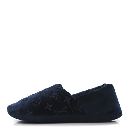Louis Vuitton Velvet Embroidered Monogram Dreamy Slipper 36 Navy 1 of 7