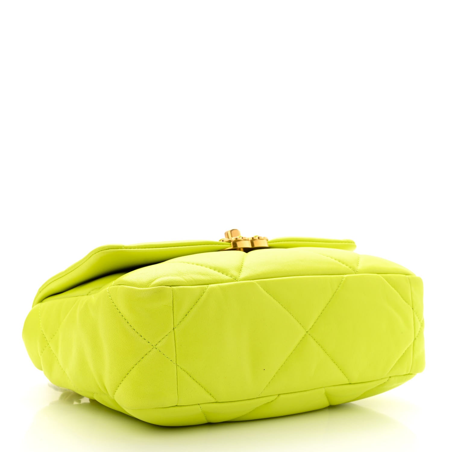 Chanel Shiny Lambskin Quilted Medium Chanel 19 Flap Neon Yellow 4 of 10