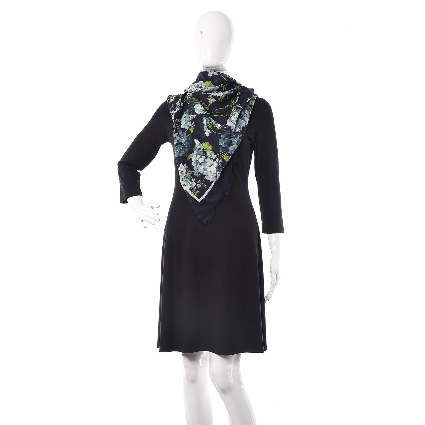 Modal Silk New Bloomy Shawl Midnight Blue Sky Blue