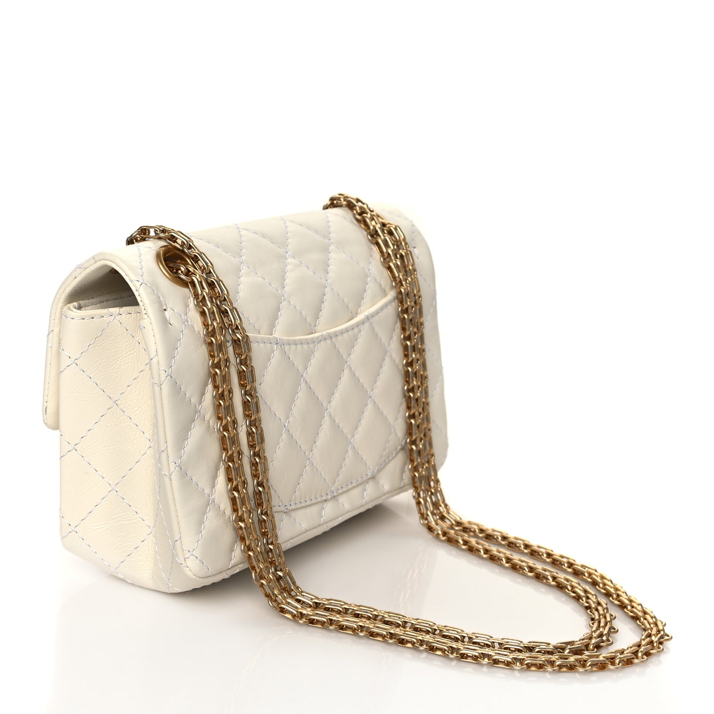 Aged Calfskin Quilted 2.55 Reissue Mini Flap White