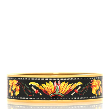 Hermes Enamel Printed Wide Brazil Bracelet 65 Black Multicolor 3 of 5