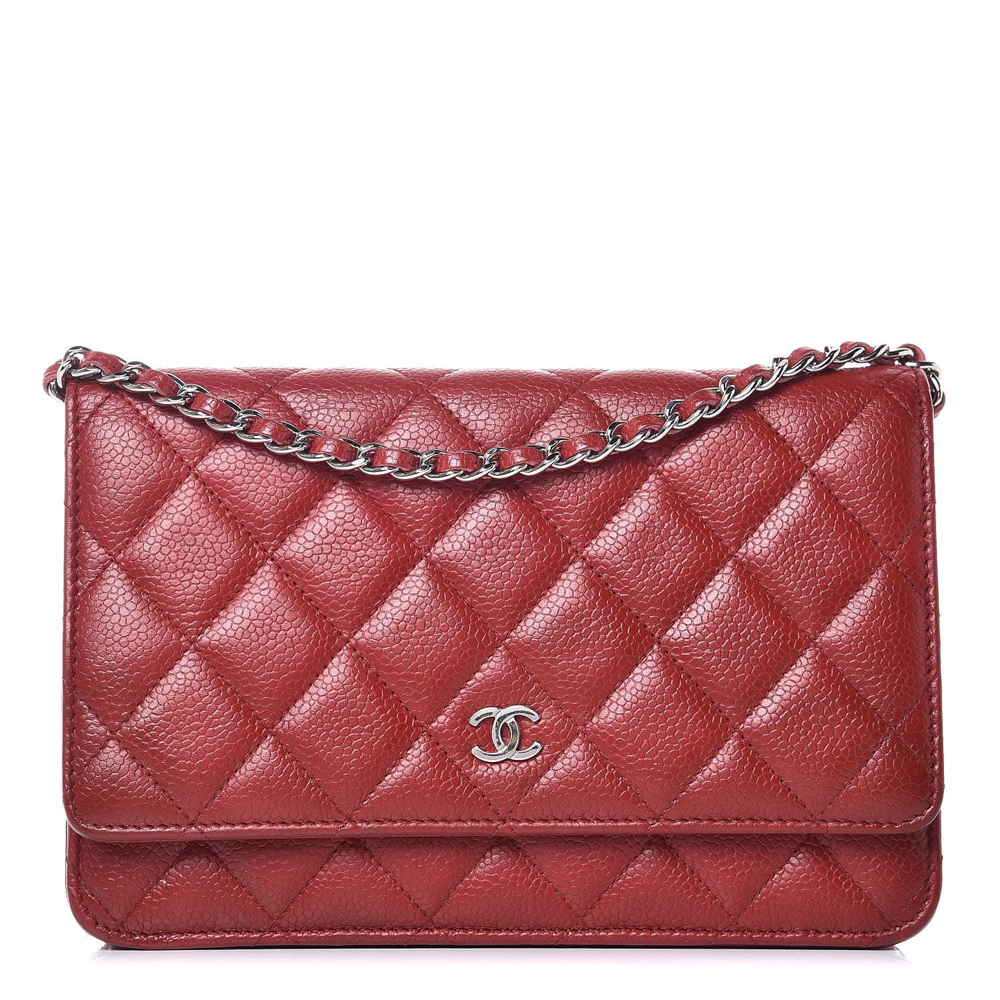 Caviar Quilted Wallet on Chain WOC Red