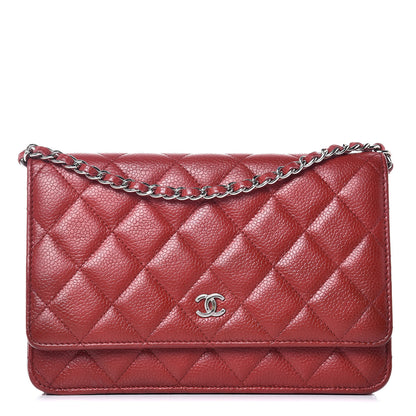 Chanel Caviar Quilted Wallet on Chain WOC Red 1 of 9