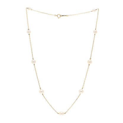 Mikimoto 18K Yellow Gold Akoya Pearl 4.5-6mm Station Necklace 3 of 4