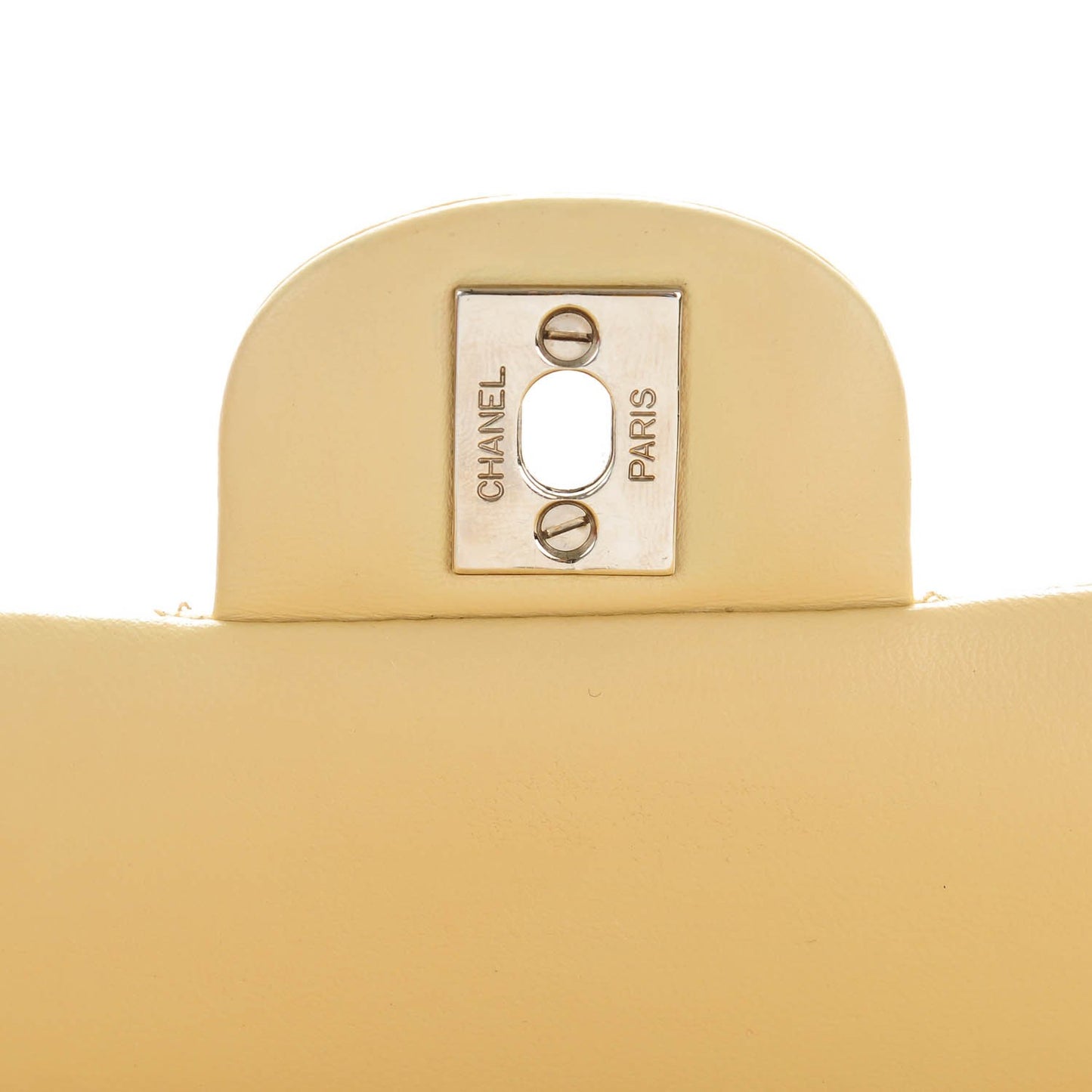 Lambskin Quilted Medium Double Flap Beige