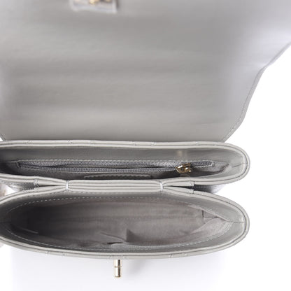 Chanel Calfskin Quilted Small Double Pocket Top Handle Flap Grey 5 of 10