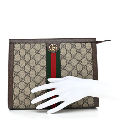 Gucci GG Supreme Monogram Web Ophidia Pouch Brown 2 of 8