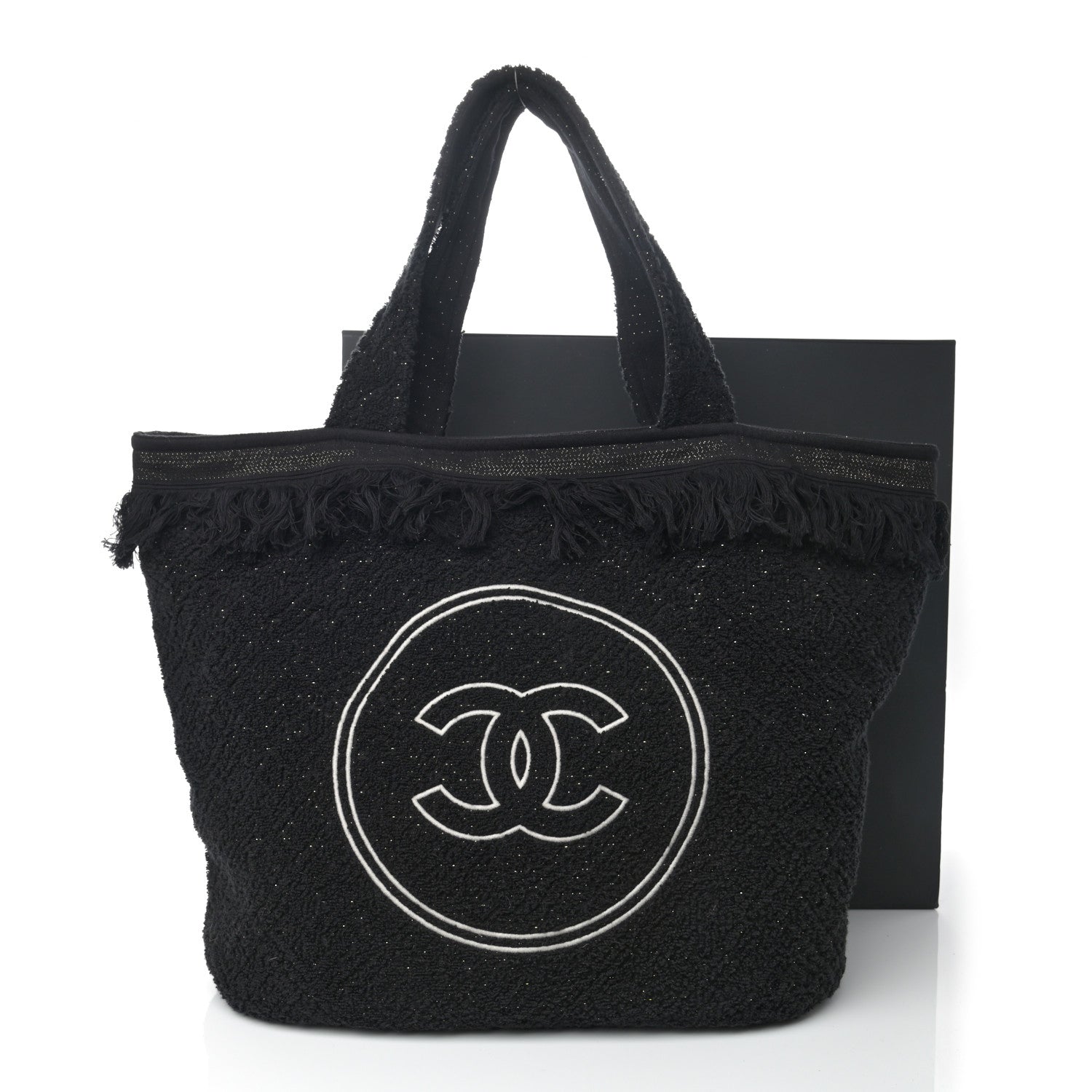 Chanel Terry Cotton CC Beach Tote Towel Set Black 12 of 12