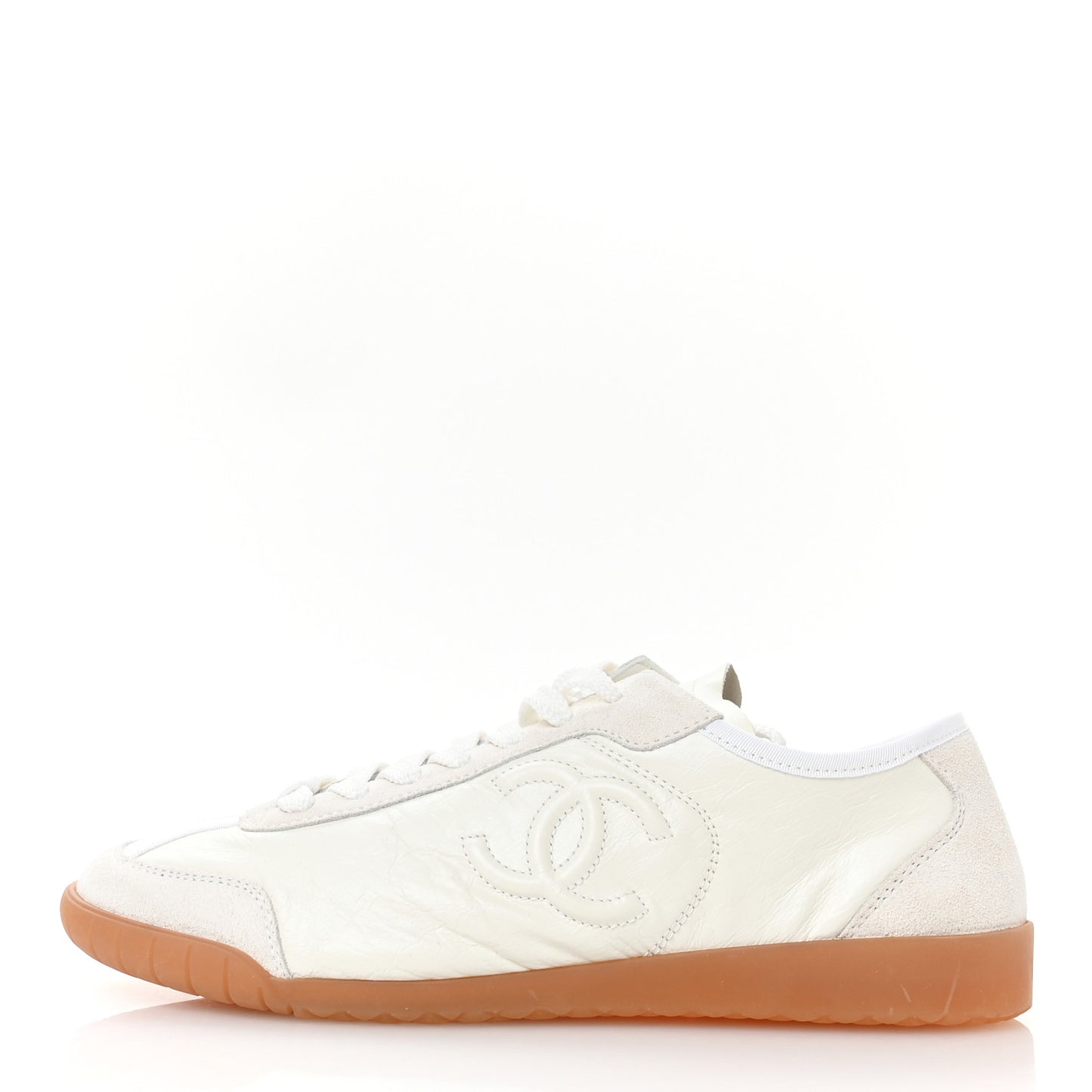 Calfskin Suede Womens CC Sneakers 39.5 White