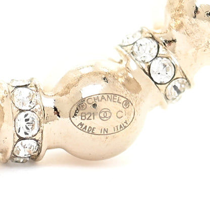 Chanel Pearl Crystal Nefertiti CC Drop Earrings Gold 4 of 6