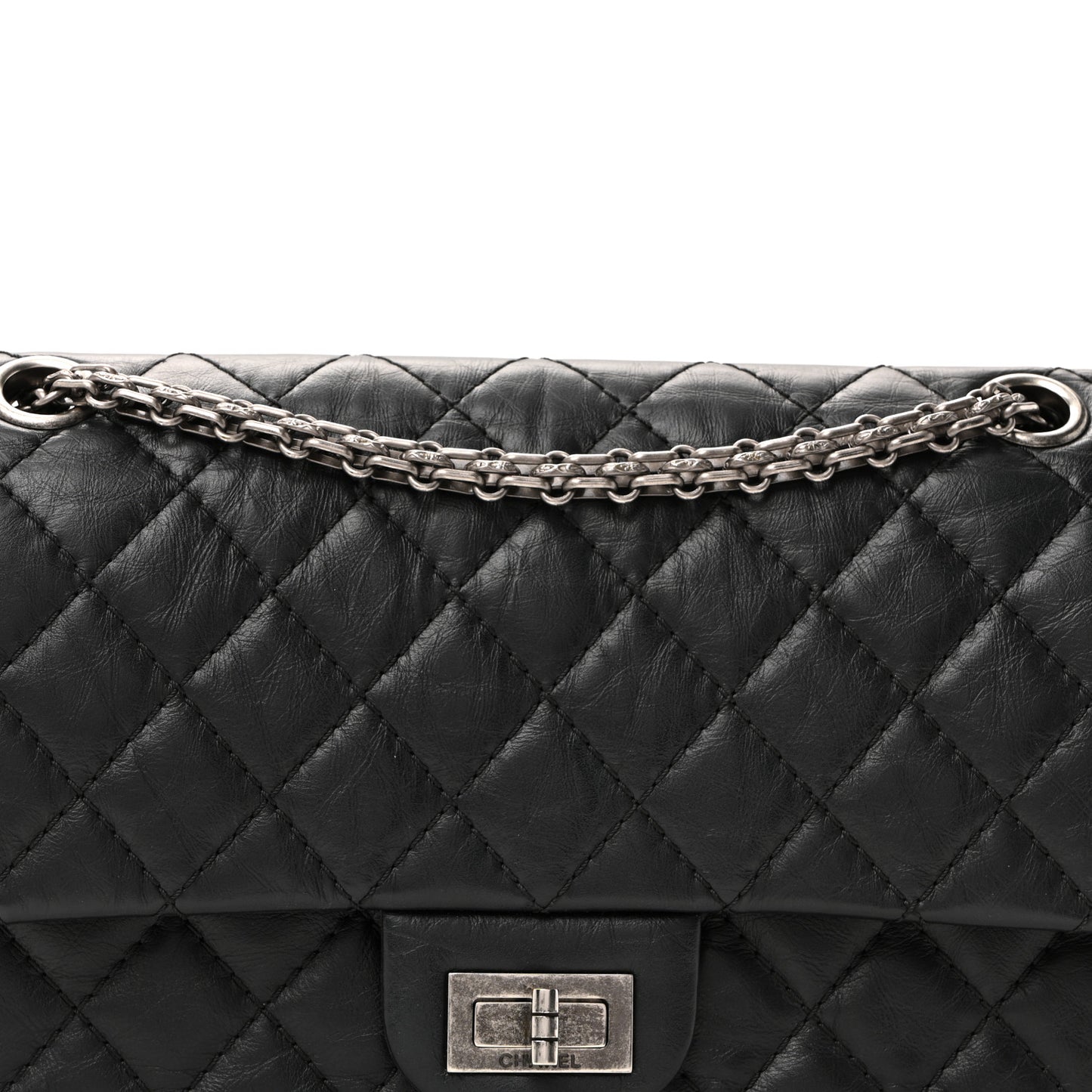 Aged Calfskin Quilted 2.55 Reissue 225 Flap Black