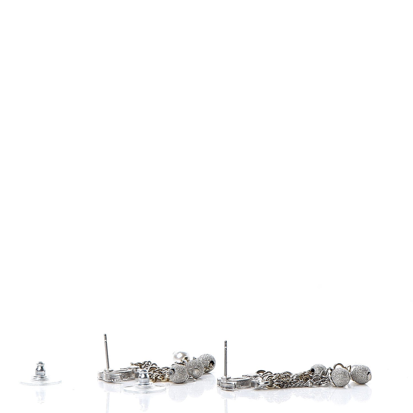 Pearl CC Chain Drop Earrings Light Gold Pearly White