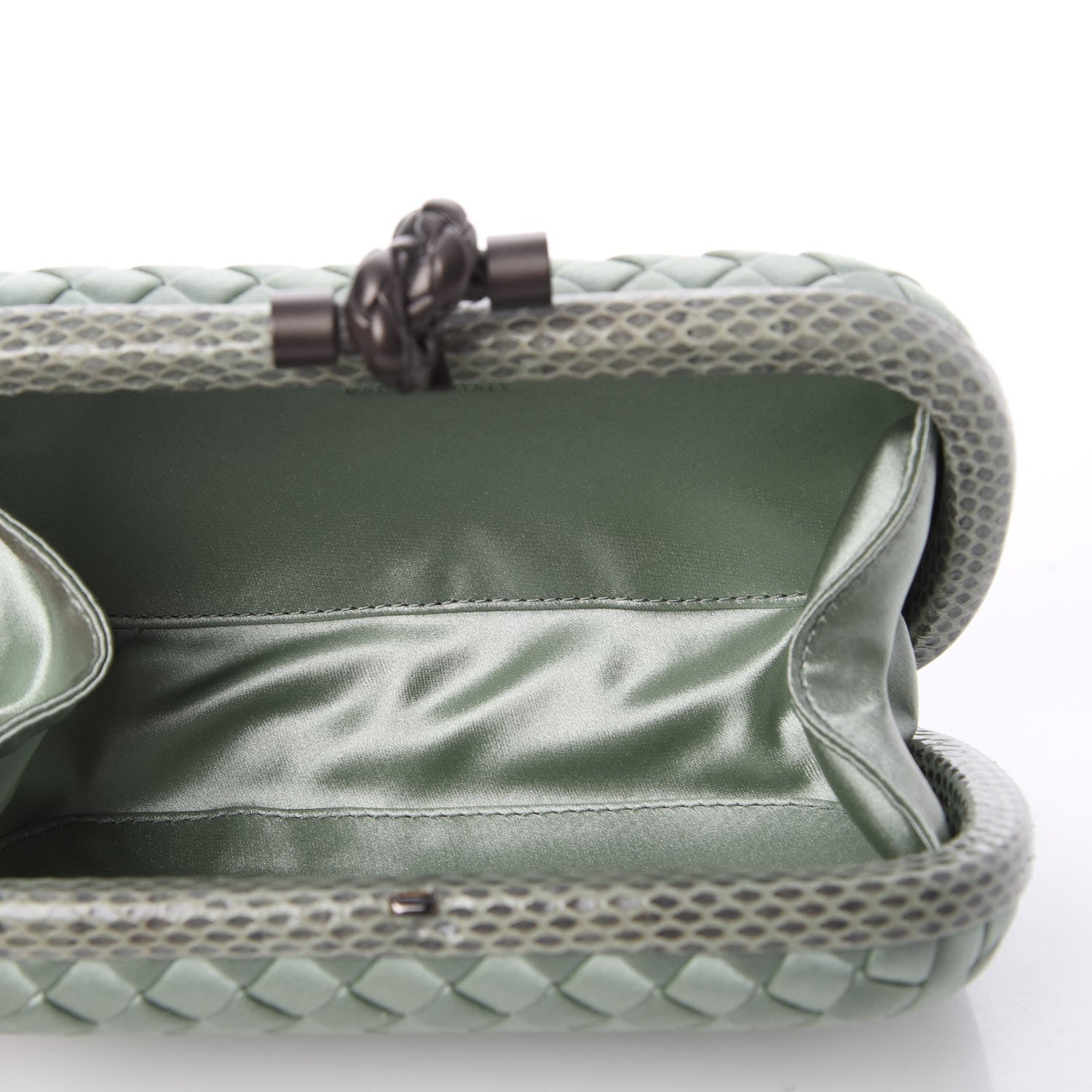 Bottega Veneta Satin Intreccio Impero Ayers Knot Clutch Green 5 of 6