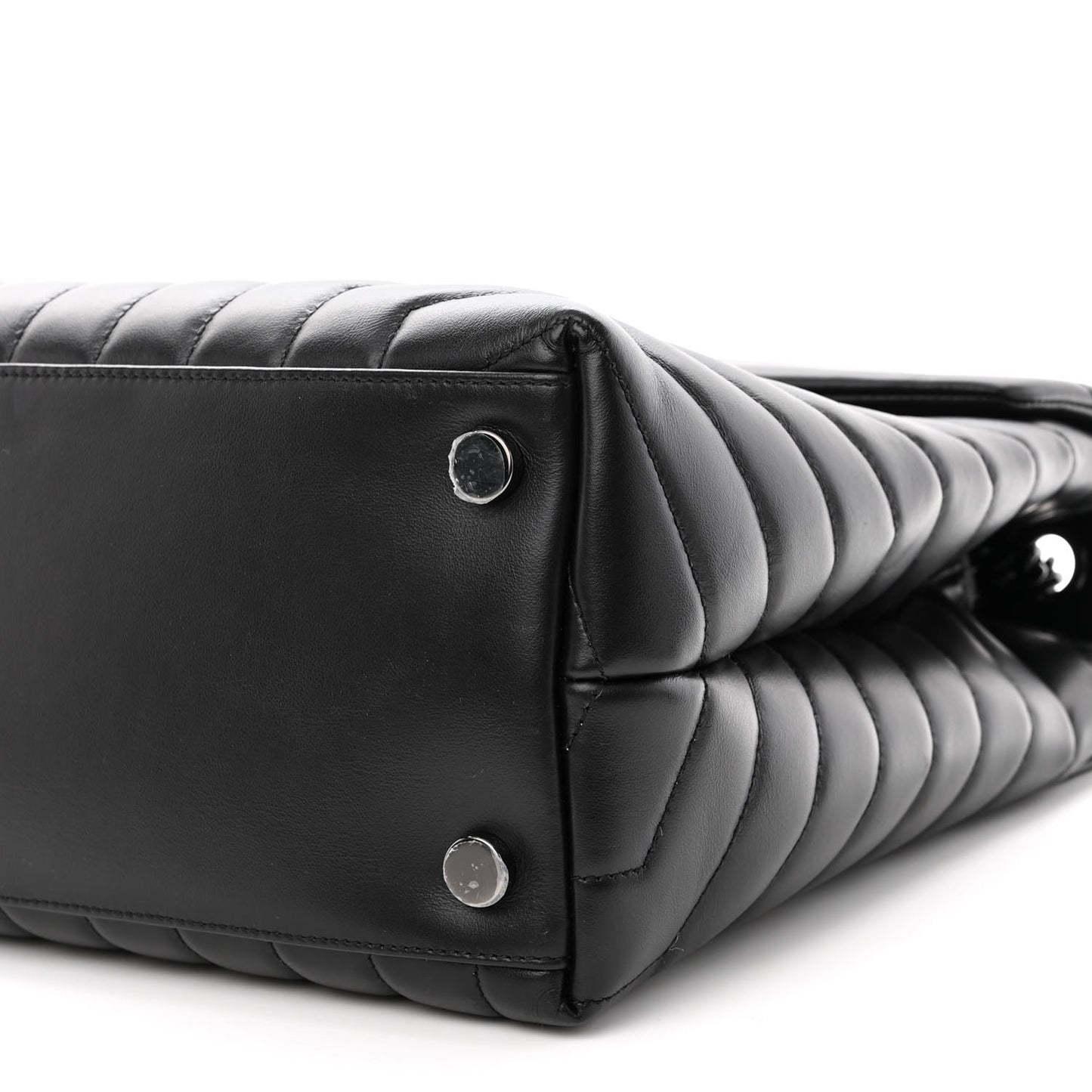 Calfskin Y Quilted Monogram Monochrome Large Loulou Chain Satchel Black