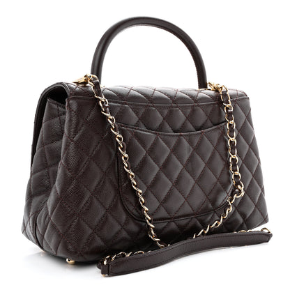 Chanel Caviar Quilted Small Coco Handle Flap Dark Brown 3 of 11