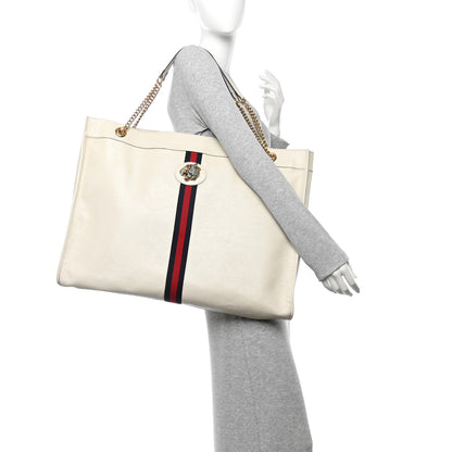 Gucci Calfskin Maxi Rajah Chain Tote White 2 of 11