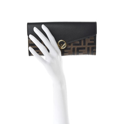 Fendi Vitello Cruise F is Fendi Bi-Color FF 1974 Embossed Continental Envelope Wallet Maya Black 2 of 7