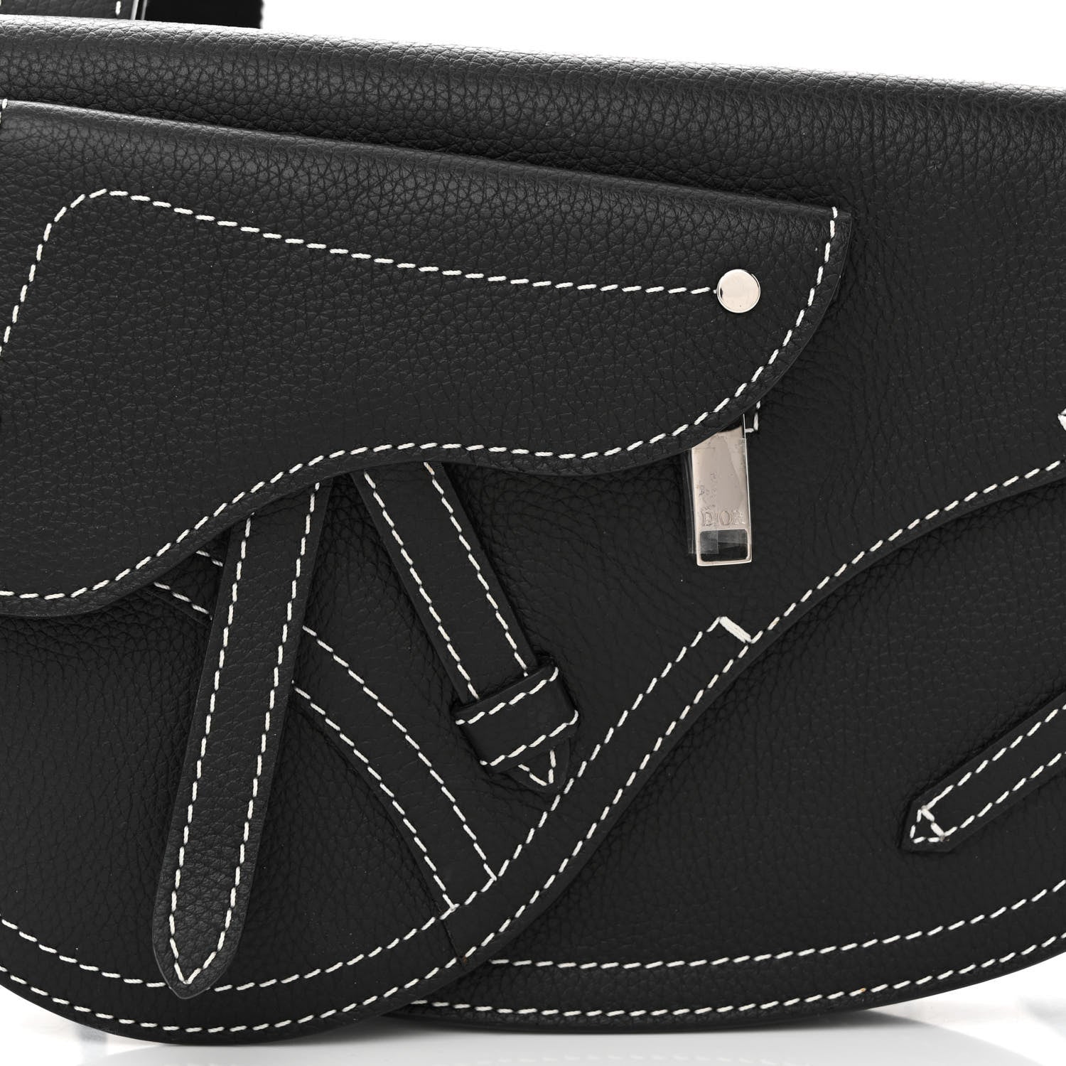 Christian Dior X KAWS Grained Calfskin Saddle Pouch Black 8 of 10