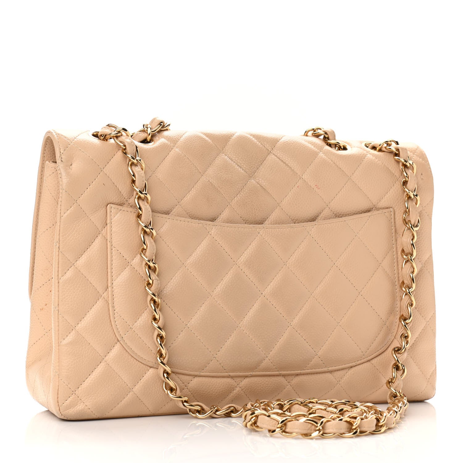 Chanel Caviar Quilted Jumbo Single Flap Beige 3 of 14