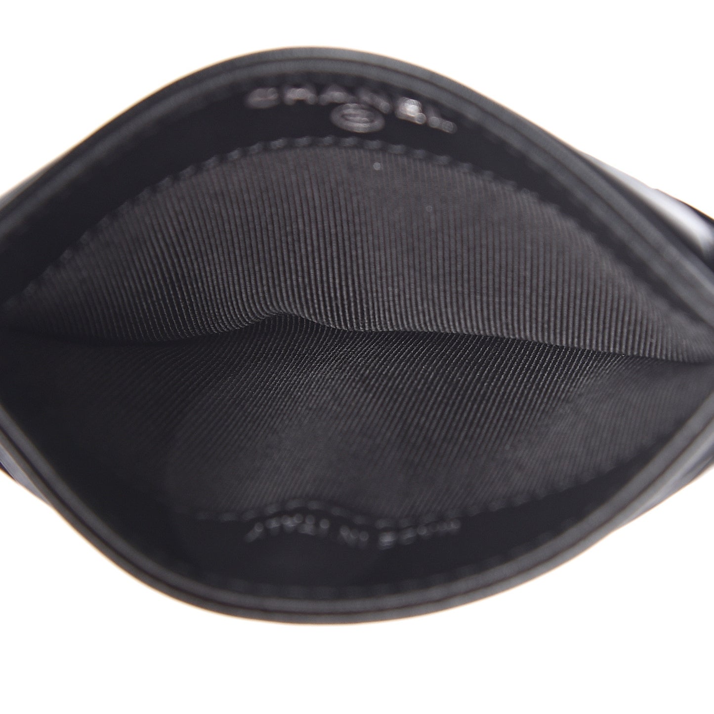 Aged Calfskin Chevron Quilted Gabrielle Card Holder Black