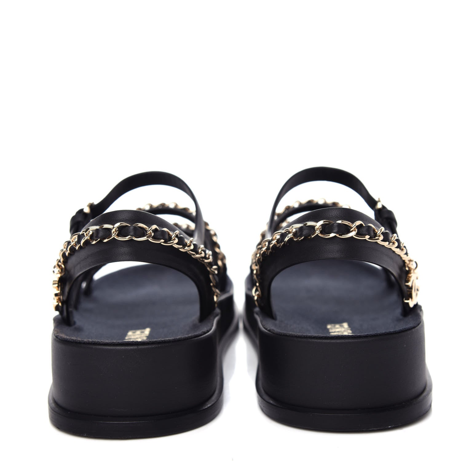 Chanel Calfskin Chain Platform Sandals 37 Black 7 of 11