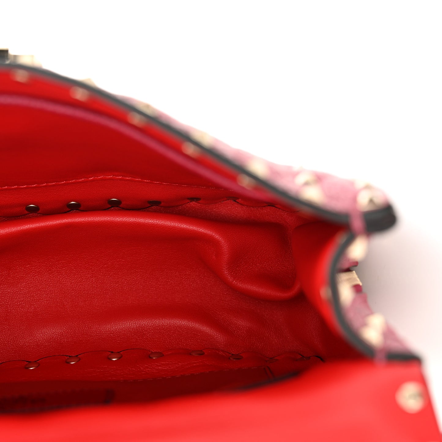 Grained Calfskin Medium Rockstud Spike Shoulder Bag Berry Pink