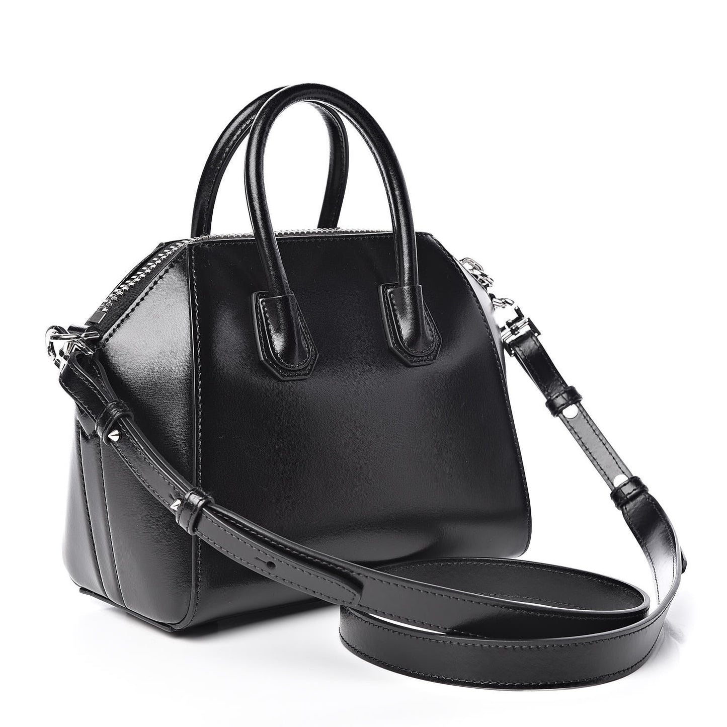 Shiny Lord Calfskin Mini Antigona Black