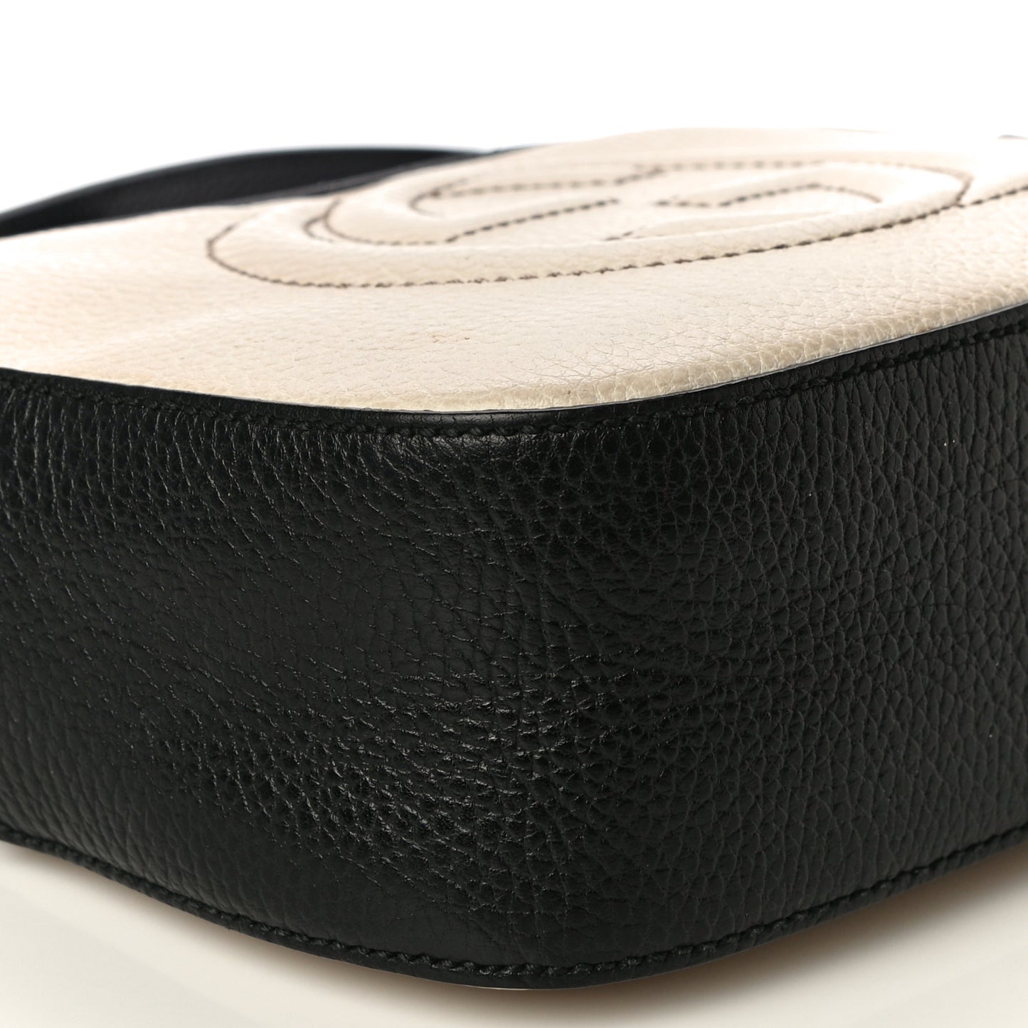 Dollar Calfskin Bi-Color Small Soho Disco Bag Mystic White Black