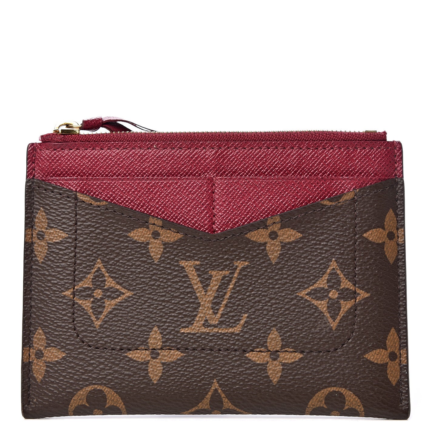 Monogram Zipped Card Holder Fuchsia