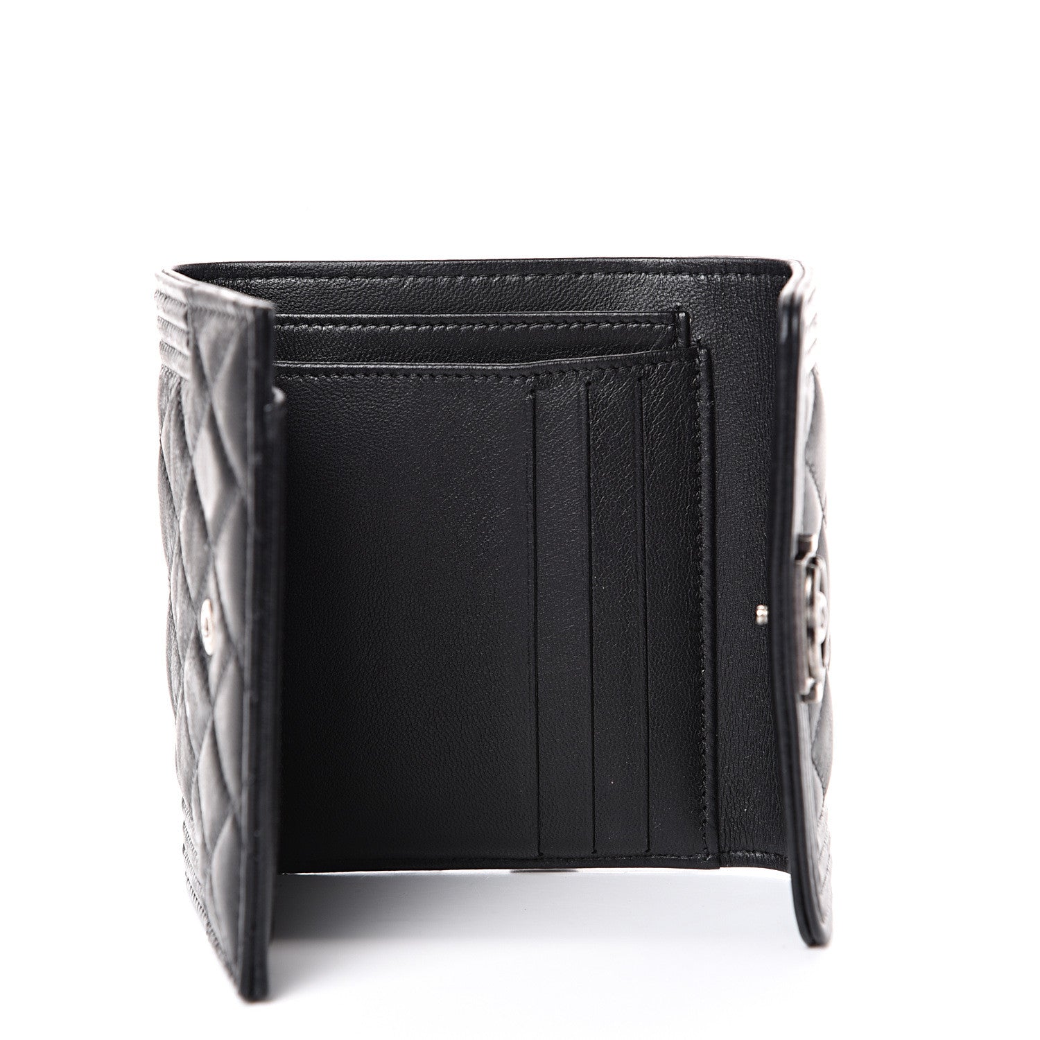 Chanel Lambskin Quilted Compact Boy Wallet Black 4 of 12
